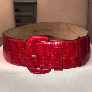 DONNA KARAN WIDE CROCODILE BELT SMALL #RRR